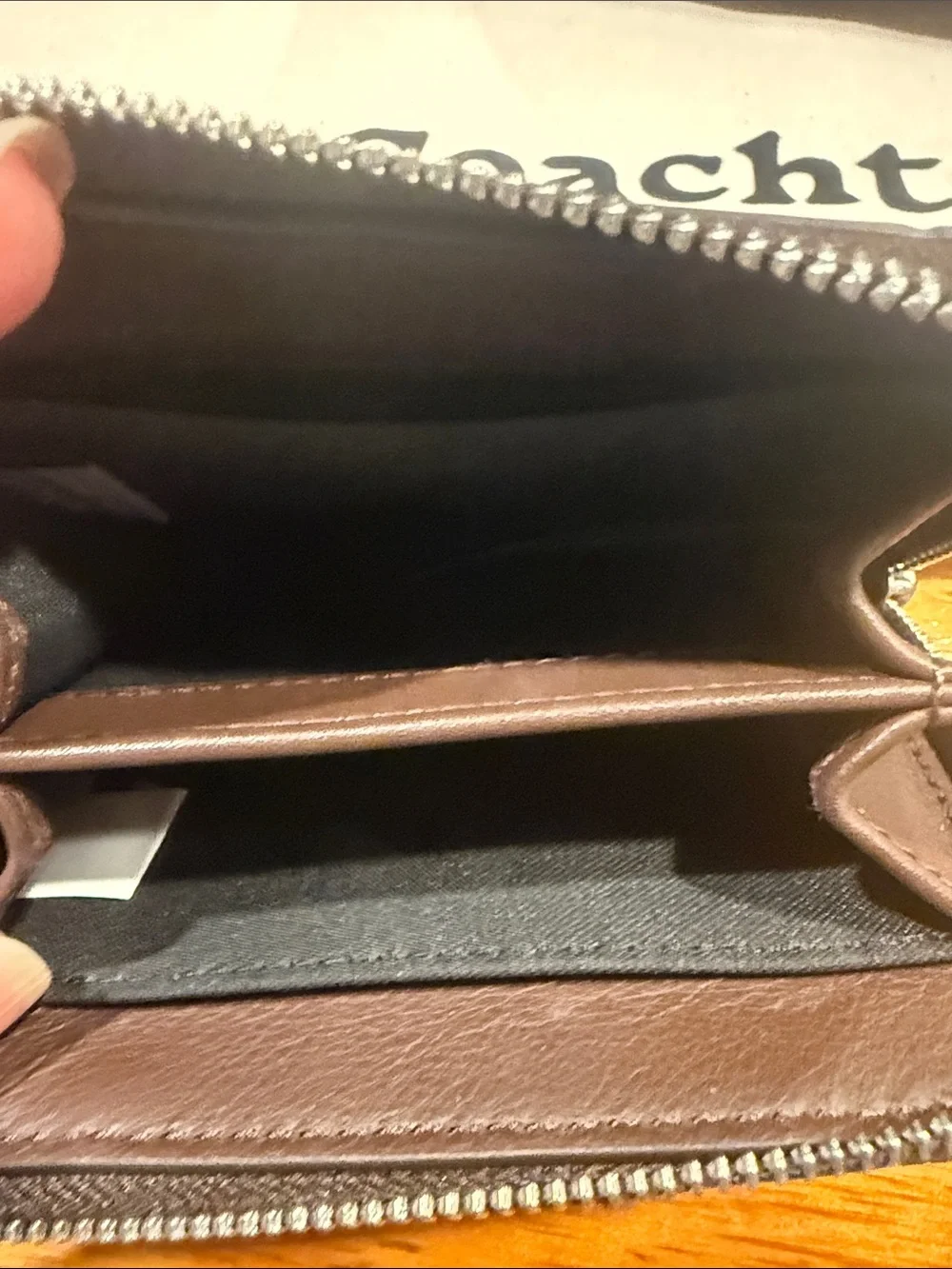 Coach Quilted Leather Shoulder Bag in Dark Brown with Coin Pouch - Picture 13 of 14